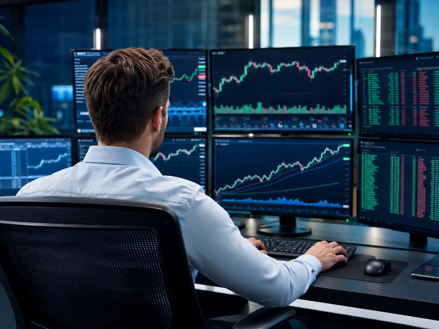 Forex trader using a professional trading platform